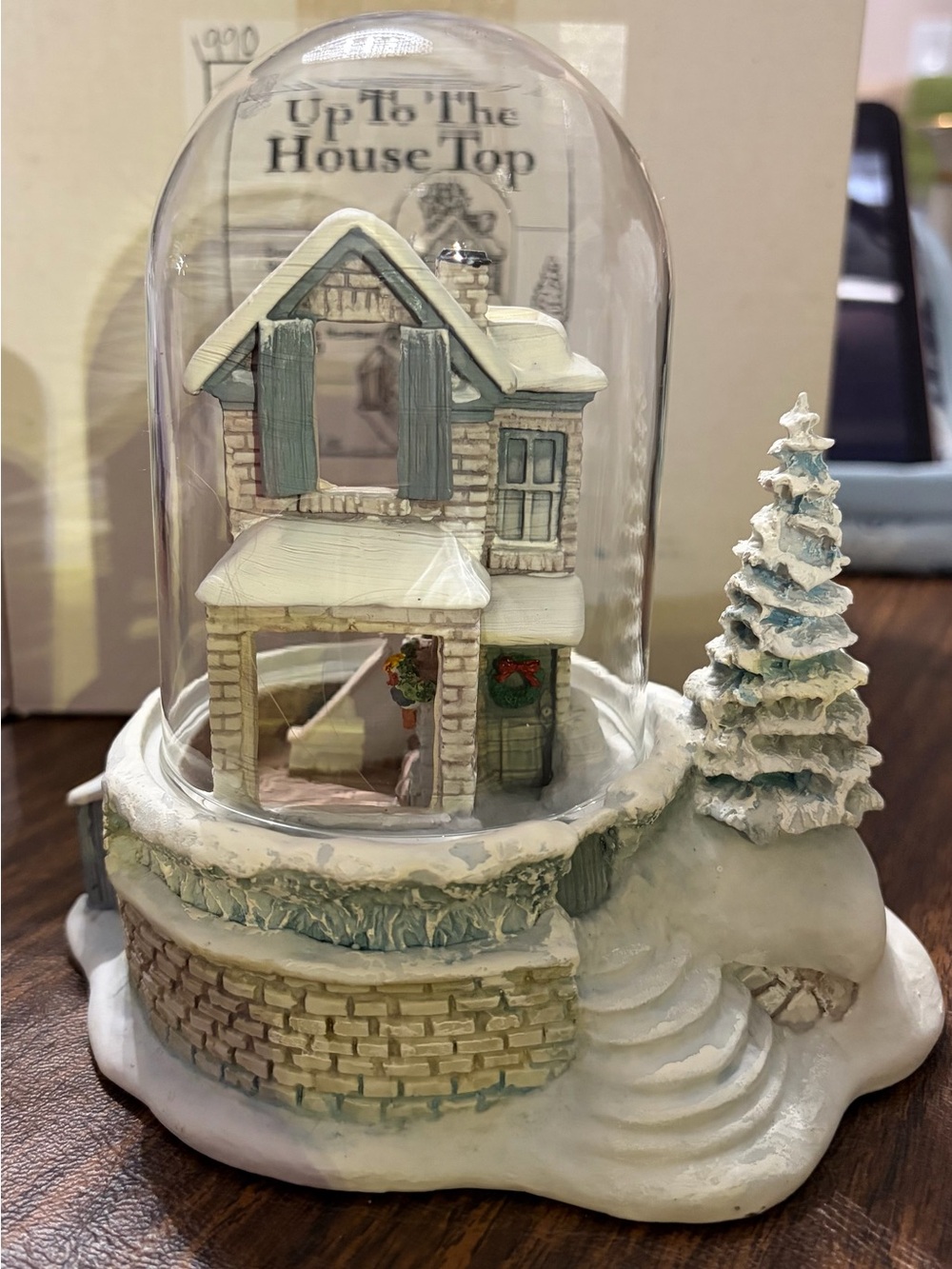 Goebel White and Green Snow Globe with Staircase Cottage